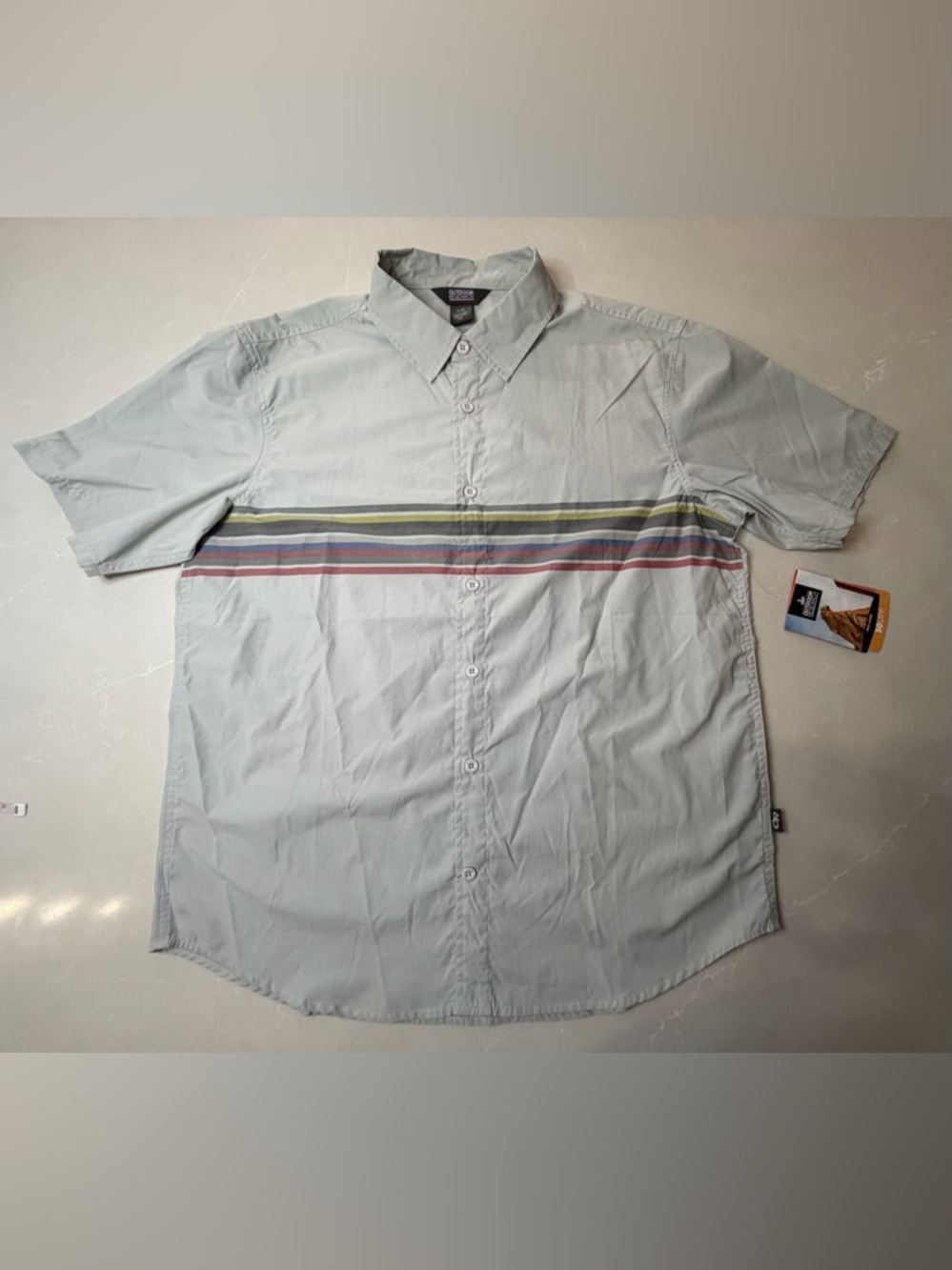 NWT Outdoor Research Strata Sun Men’s Light Gray Short-Sleeve Button-Up Shirt, L